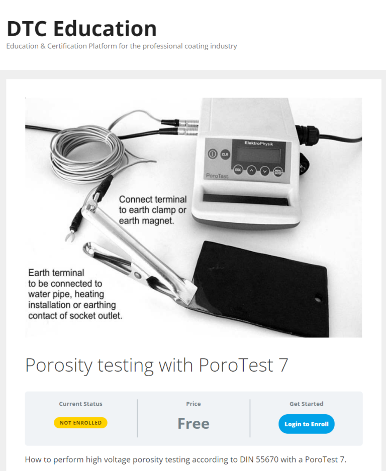 Porosity testing within petrochemical industry