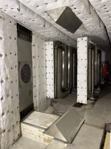 Renovated hot zone of gas fired enameling furnace.